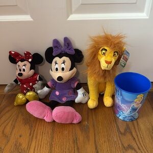 Disney Bundle - Large and small Classic Minnie Mouse, Simba and Cinderella Cup